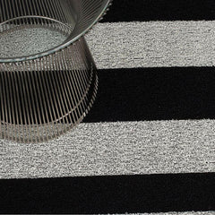 Chilewich Black/White Bold Stripe Shag Floor Mat with Knoll Platner Side Table