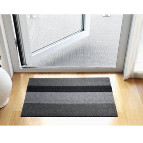 Chilewich Bold Stripe Shag Mat Silver Black in Entryway