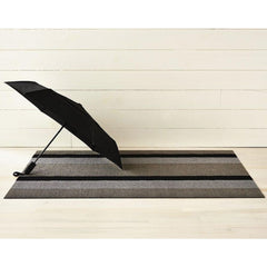 Chilewich Bold Stripe Doormat Silver Black with Umbrella