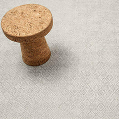 Chilewich Mosaic Floor Mat in Grey with Vitra's Jasper Morrison Cork Stool