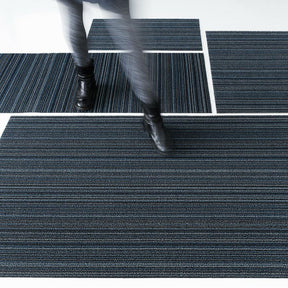 Chilewich Skinny Stripe Doormat, Utility Mat, Big Mat, and Runner in Blue