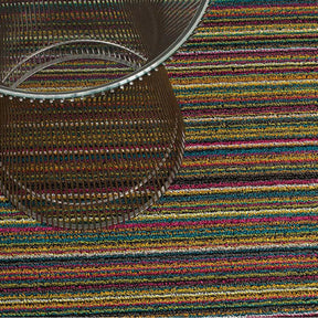 Chilewich Bright Multi Skinny Stripe Shag Floor Mat with Knoll Platner Side Table