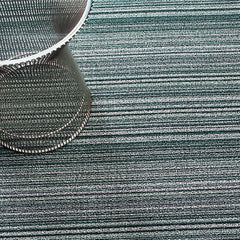 Chilewich Skinny Stripe Shag Floor Mat in Spearmint with Knoll Platner Side Table