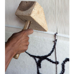Eduardo Chillida Figura Humana Rug Being Made Hand Finishing Detail