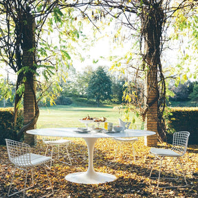 Saarinen Oval Outdoor Dining Table Bertoia Chairs