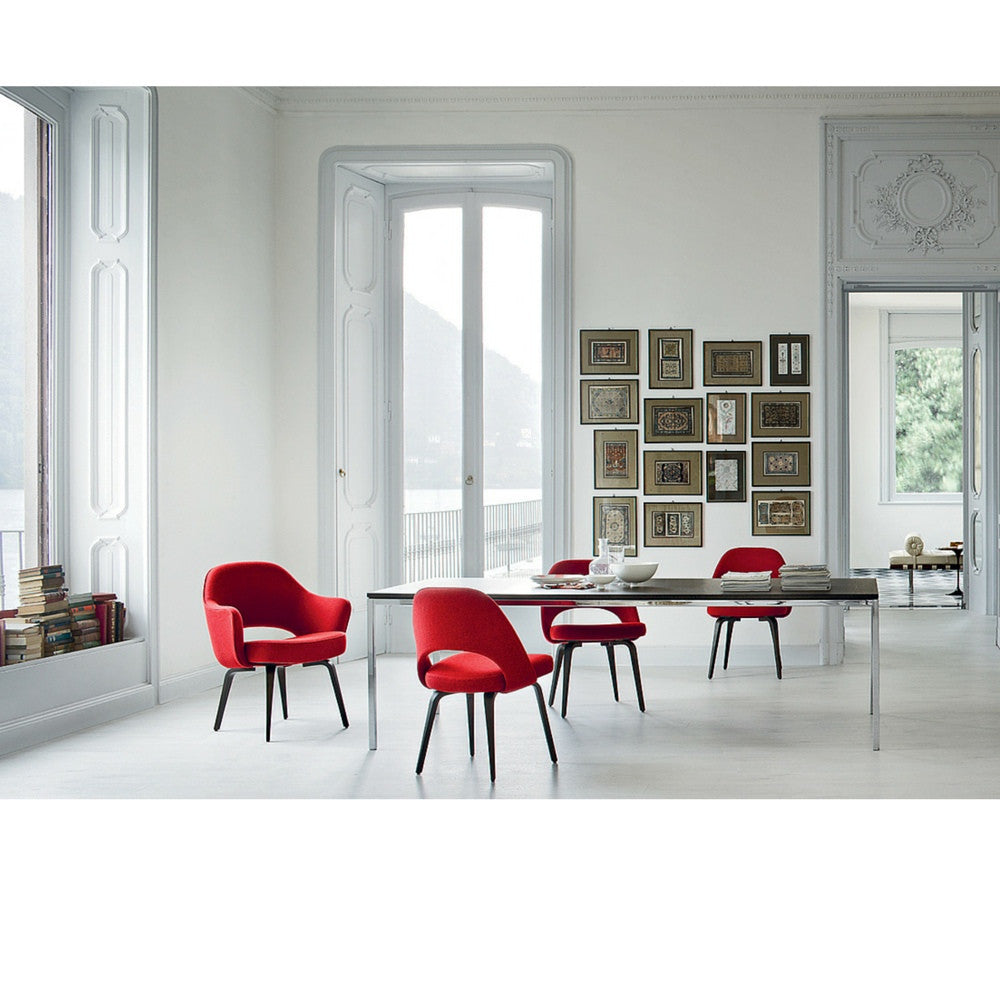 Red Saarinen Executive Chairs with Wood Legs in Europe Knoll