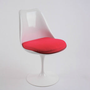 Eero Saarinen Tulip Side Chair Red Cushion Angled Knoll