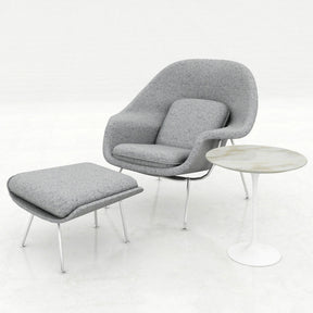 Eero Saarinen Womb Chair and Ottoman Grey Refuge Knoll