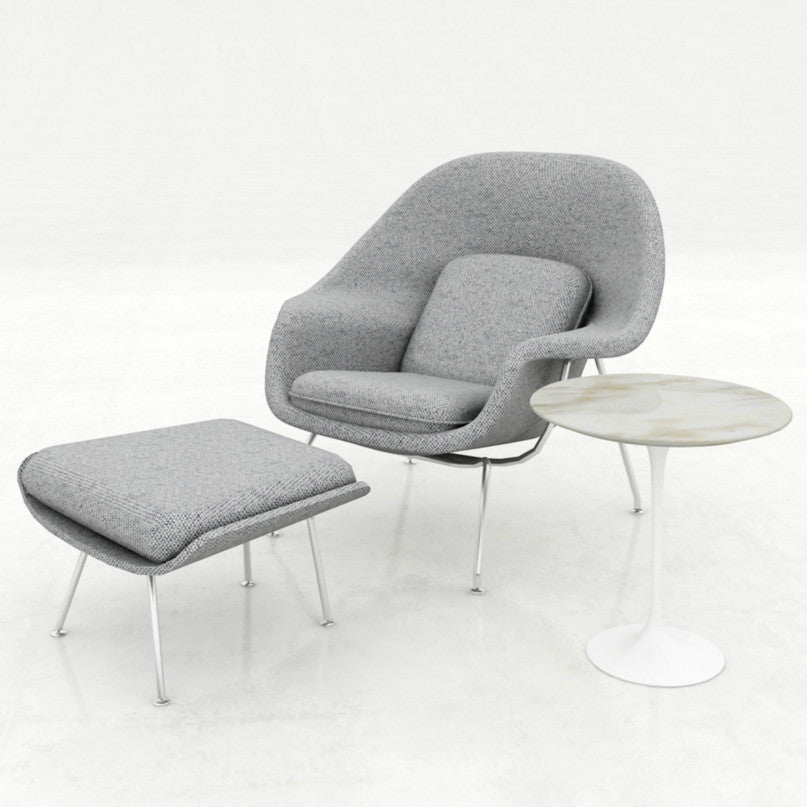Eero Saarinen Womb Chair and Ottoman Grey Refuge Knoll