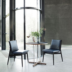 EOOS Embrace Dining Chairs in Black Thor Leather with Black Oak Frame Carl Hansen and Son