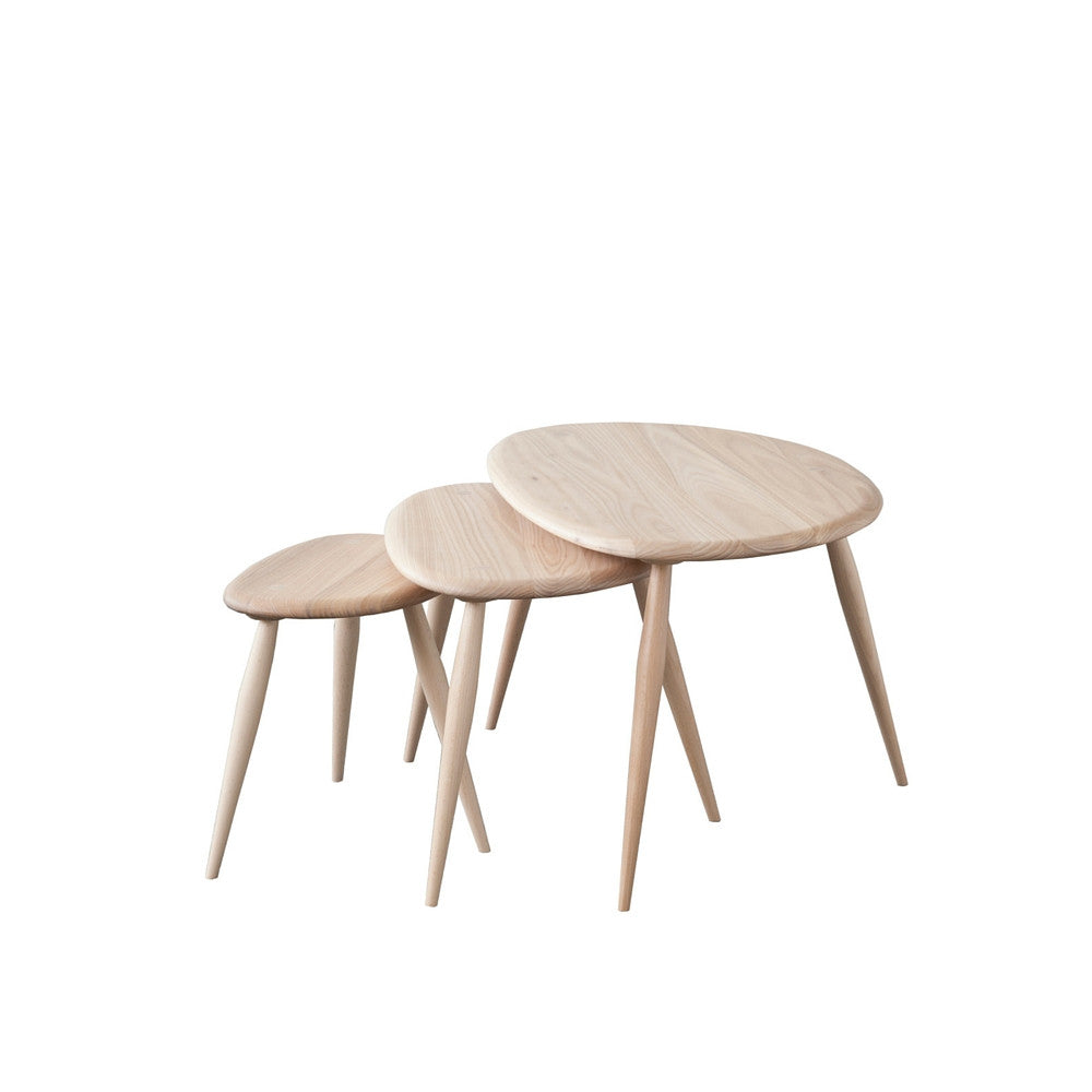 Ercol nest of tables with a clear matte finish