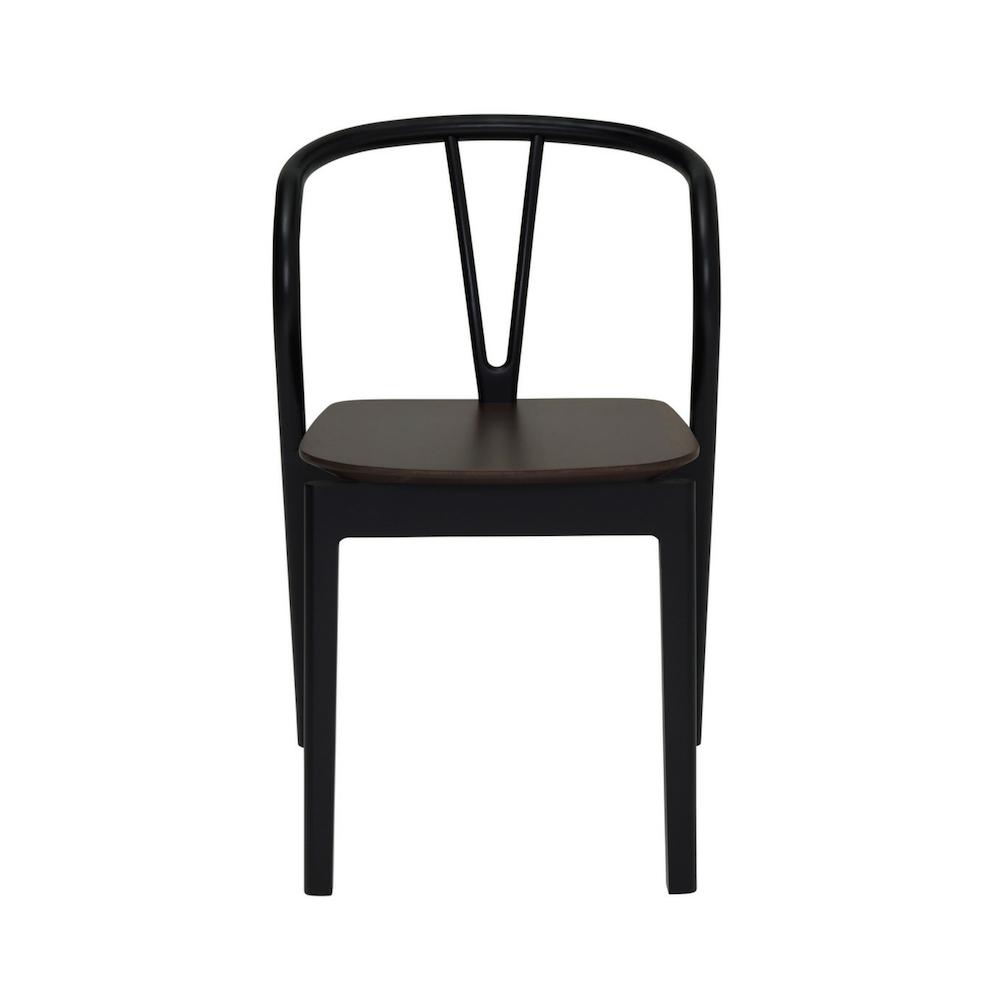 ercol Flow Chair Black Ash with Walnut Seat Front