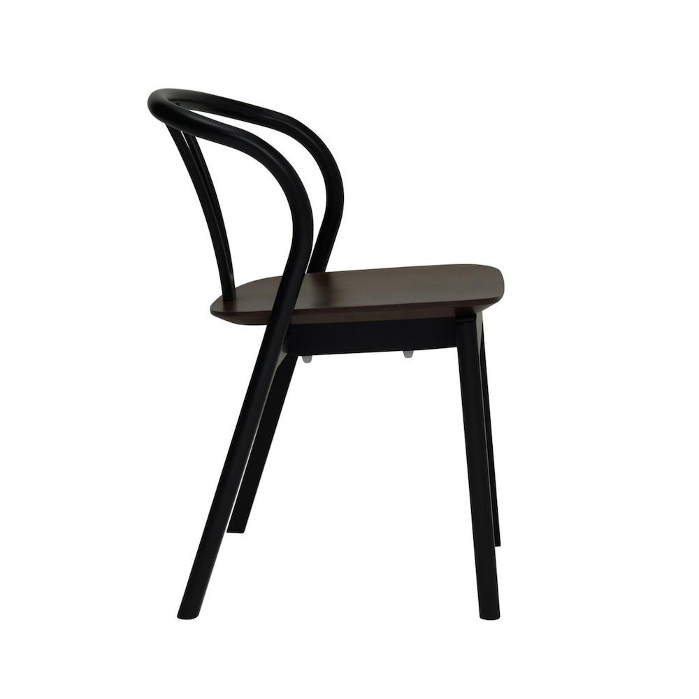 ercol Flow Chair Black Ash with Walnut Seat Side