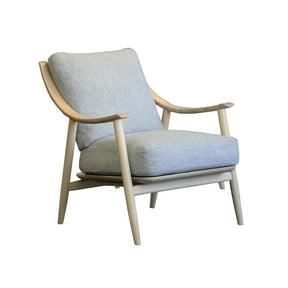 Ercol Marino Chair Ash Frame Light Grey Upholstery Angled