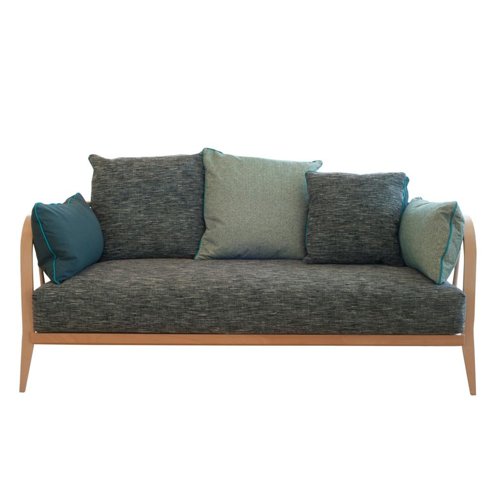 Ercol Paola Navone Large Nest Sofa Marine Fabric Beech Frame Front