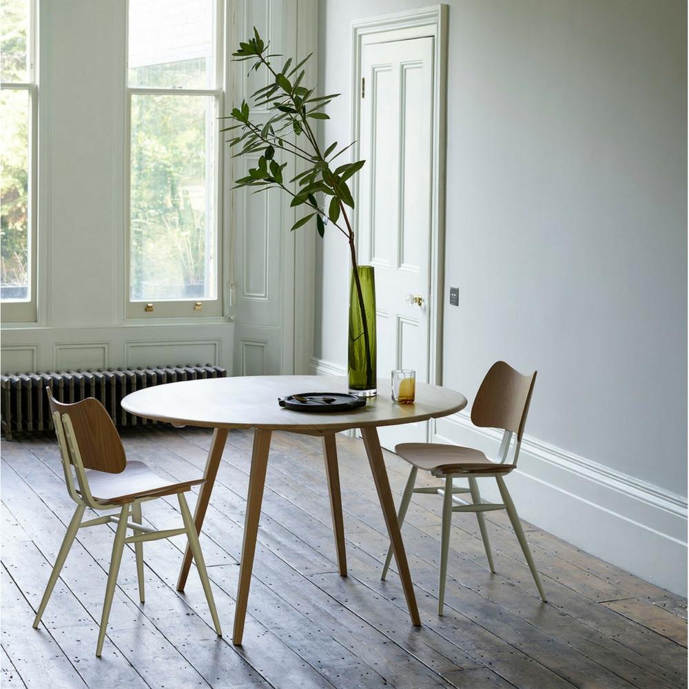 ercol originals dropleaf table in room with butterfly chairs