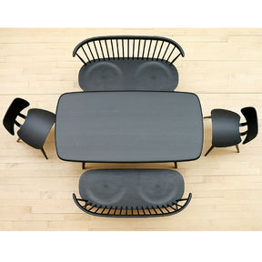 ercolo Originals Loveseats All Black with Plank Table and Butterfly Chairs