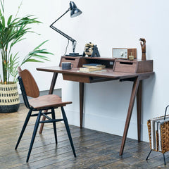 Ercol Treviso Desk by Matthew Hilton in situ with Butterfly Chair