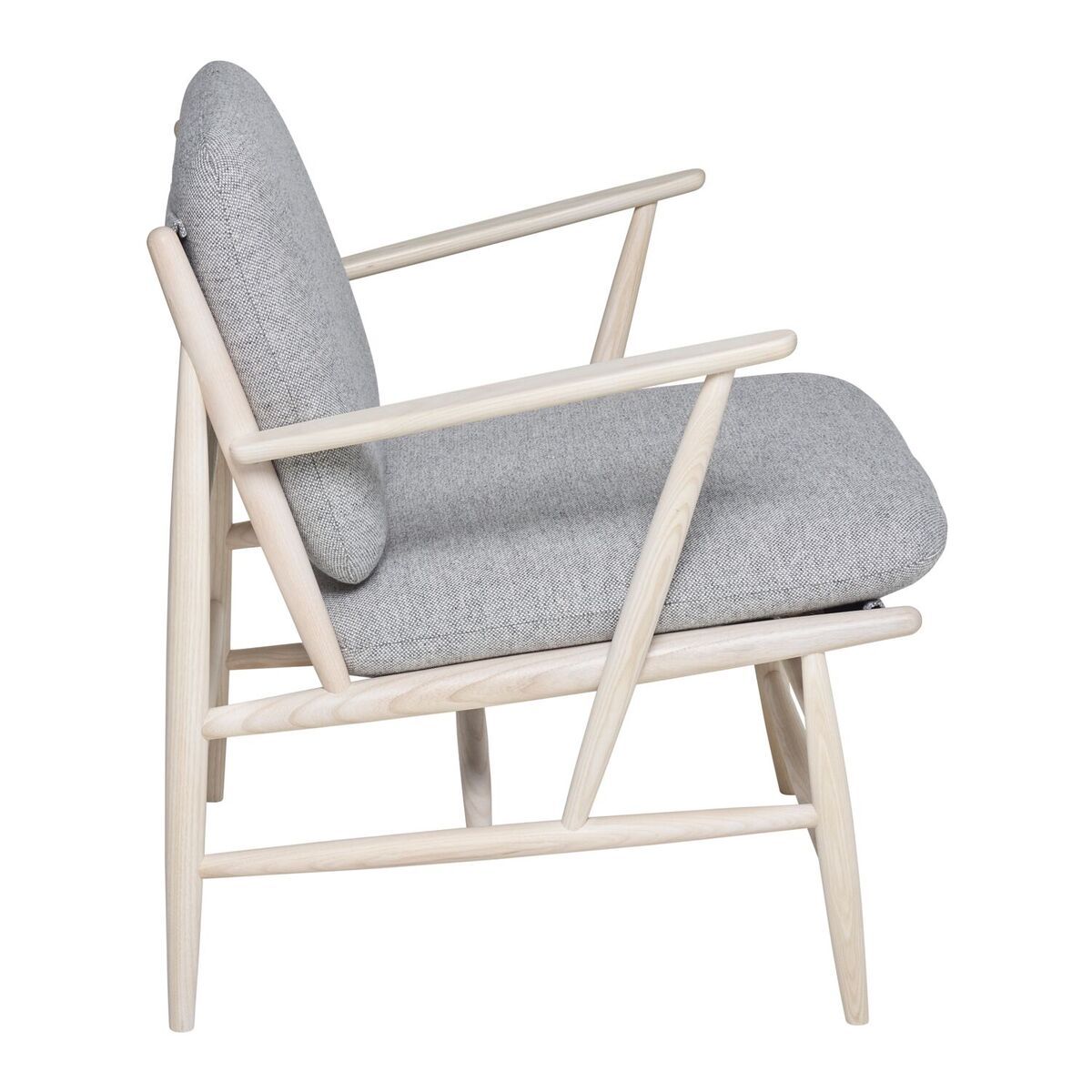 ercol Von Arm Chair in Ash with Grey Wool Side