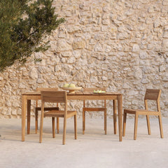 Ethnicraft Teak Ex1 Outdoor Dining Chairs with Teak Bok Dining Table