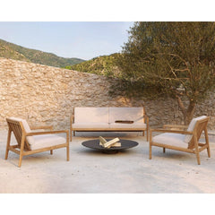 Ethnicraft Teak Jack Outdoor Sofa and Chairs with Firepit