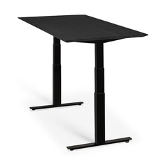 Ethnicraft Black Oak Bok Adjustable Desk with Black Base Angled
