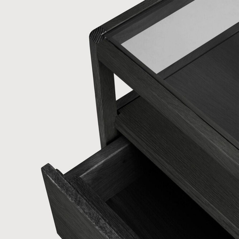 Ethnicraft Black Oak Spindle Bedside Table by Nathan Yong Drawer Open Detail