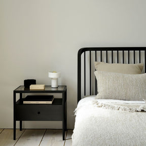 Ethnicraft Black Oak Spindle Bedside Table by Nathan Yong in Bedroom