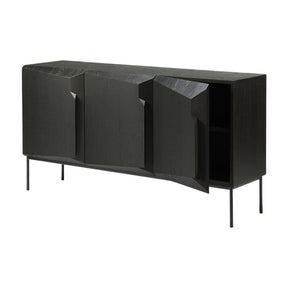 Ethnicraft Black Oak Stairs Sideboard 3-Door with Door Open