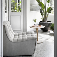 Ethnicraft N701 Sofa Chair Beige in Room with Oak Twist Side Table