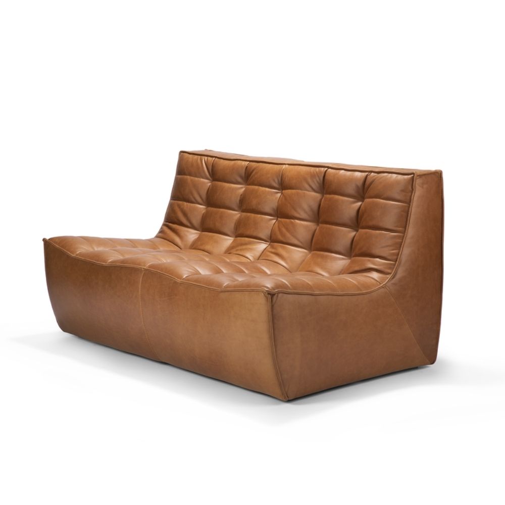 Ethnicraft N701 Sofa Two Seat Old Saddle Leather Angled