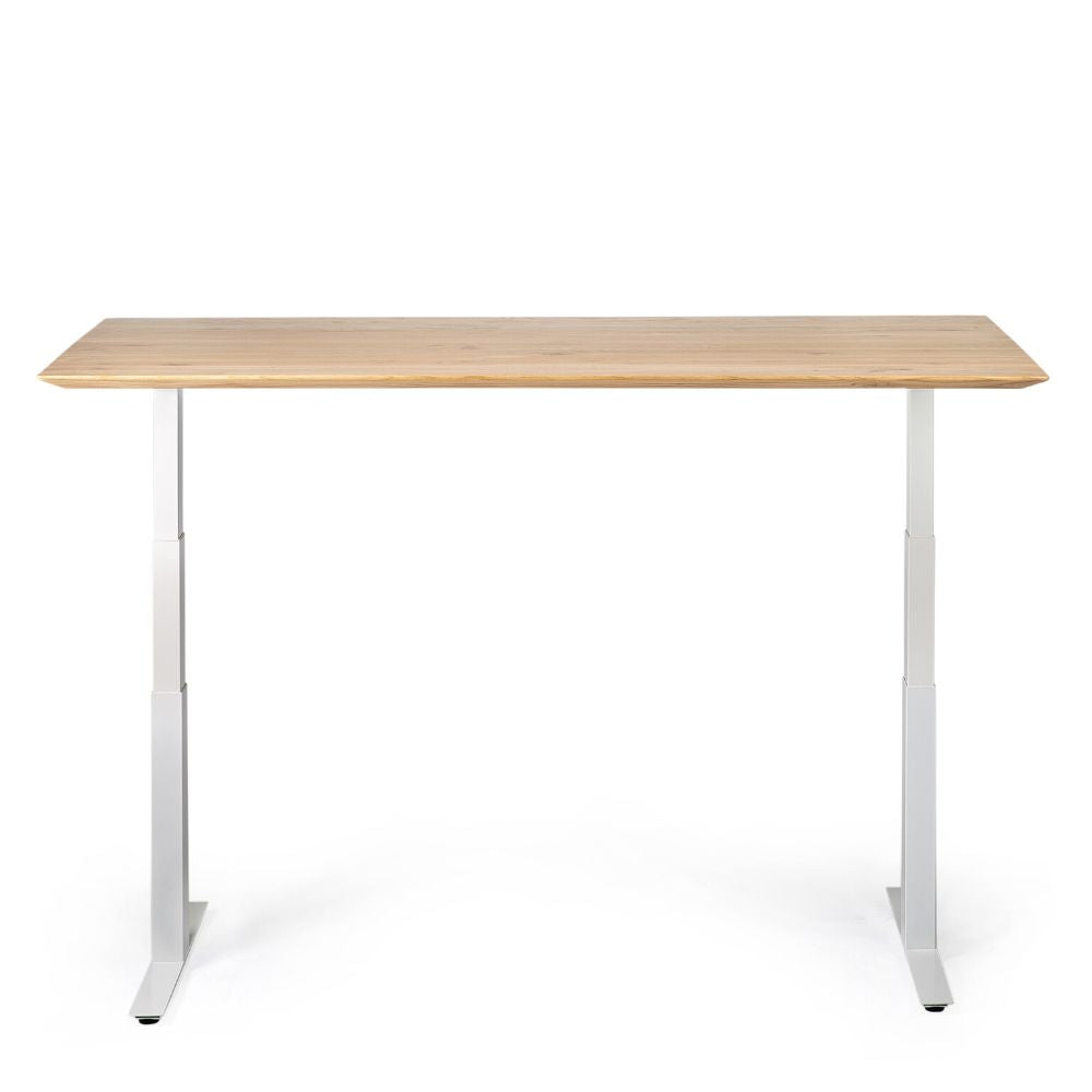 Ethnicaft Oak Bok Adjustable Desk with White Base