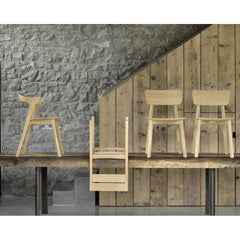 Ethnicraft Oak Ex 1 Chair styled with Oak Bok and Oak Casale Dining Chairs