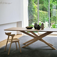 Ethnicraft Oak Bok Dining Chair in room with Oak Mikado Dining Table
