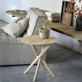 Ethnicraft Oak Mikado Side Table with N01 Sofa Chair