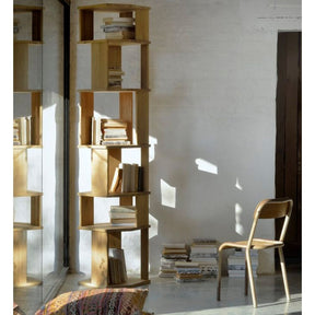 Ethnicraft Oak Stairs Column in Home Office with Books