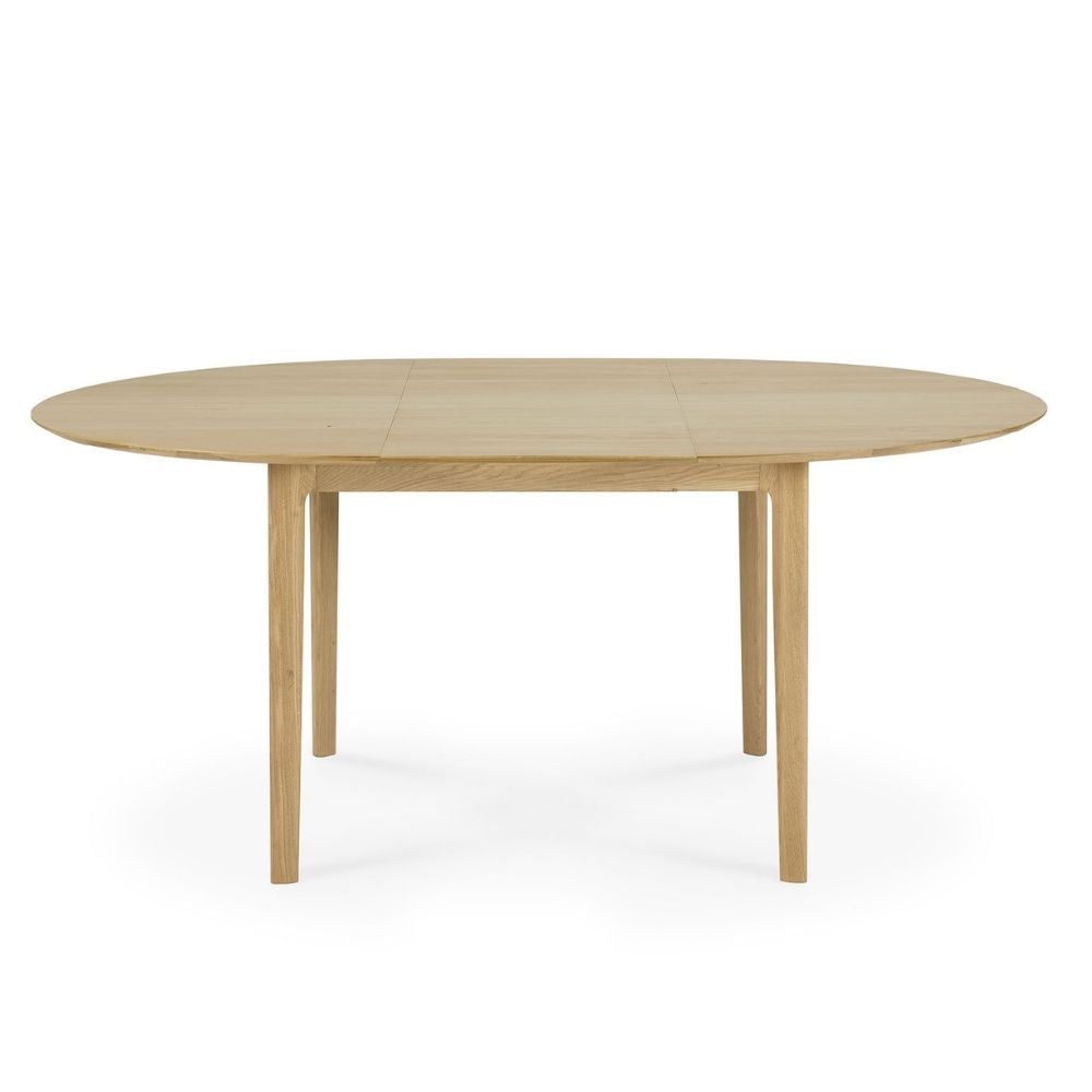 Ethnicraft Round Oak Bok Dining Table Extended