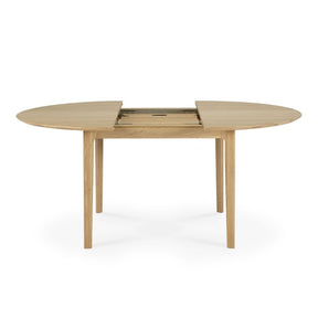 Ethnicraft Round Oak Bok Extendable Dining Table Open