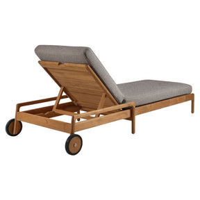 Ethnicraft Teak Jack Outdoor Chaise Lounge with Mocha Cushion Back