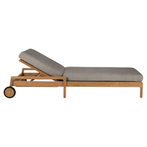 Ethnicraft Teak Jack Outdoor Chaise Lounge with Mocha Cushion Side