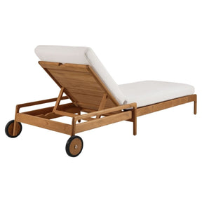 Ethnicraft Teak Jack Outdoor Chaise Lounge with Off White Cushion Back
