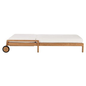 Ethnicraft Teak Jack Outdoor Chaise Lounge with Off White Cushion Flat