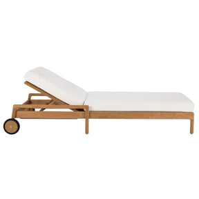Ethnicraft Teak Jack Outdoor Chaise Lounge with Off White Cushion Side