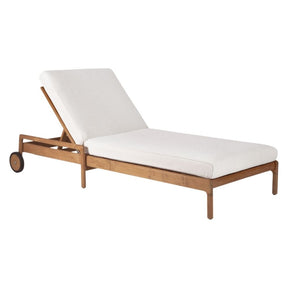 Ethnicraft Teak Jack Outdoor Chaise Lounge with Off White Cushion