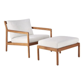 Ethnicraft Teak Jack Outdoor Lounge Chair and Ottoman with Off White Cushion