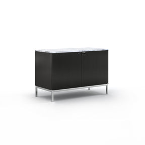 Florence Knoll 2 Position Credenza Ebonized Oak with Polished Arabescato Marble Top