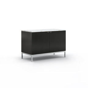 Florence Knoll 2 Position Credenza Ebonized Oak with Polished Carrara Marble Top