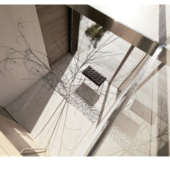 Black Leather Florence Knoll Bench Aerial View in Situ