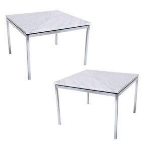 Florence Knoll Side Tables Carrara Marble and Polished Chrome