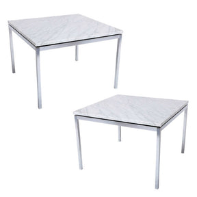 Florence Knoll Side Tables Carrara Marble and Polished Chrome